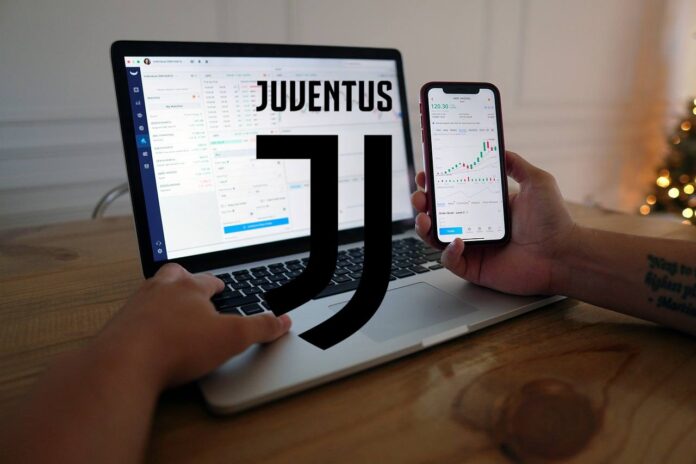 grafici trading e logo Juve