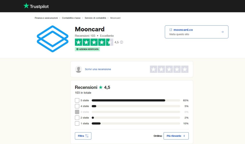 mooncard recensioni opinioni