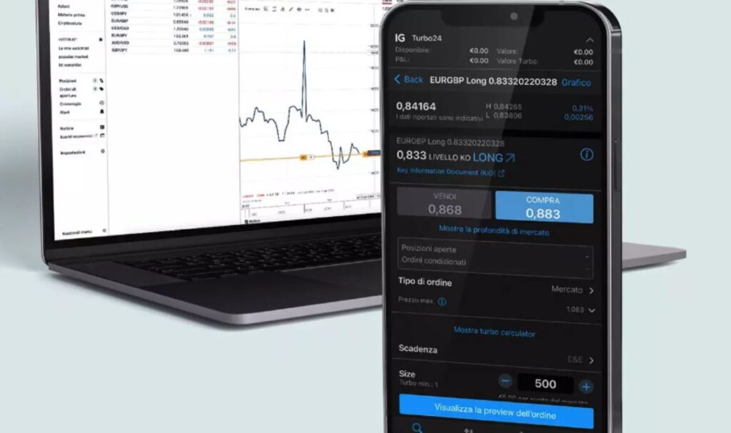 piattaforma per trading sui Turbo24 IG