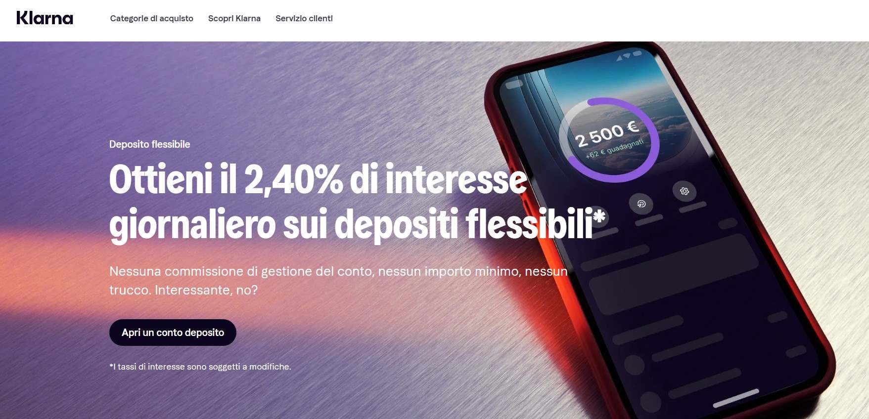 Klarna: recensione del conto deposito flessibile. Rendimento e opinioni